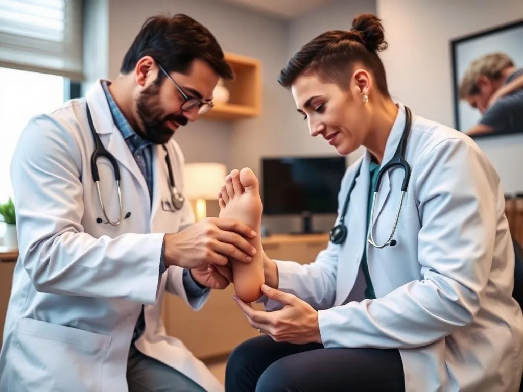 Clinician reviewing a foot and ankle treatment plan