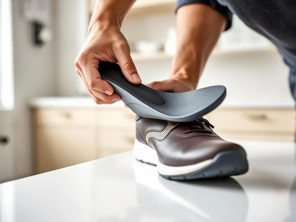 Clinician assessing a patient's foot alignment